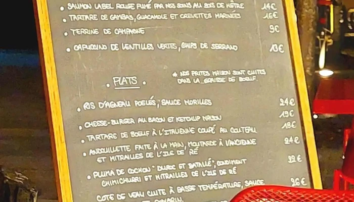A Louest Menu - Saint-clément-des-baleines