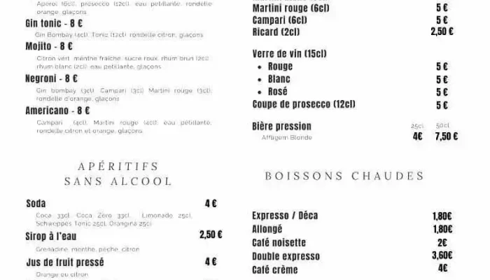 Au Bon Vivant -    Restaurant Menu - Bergerac