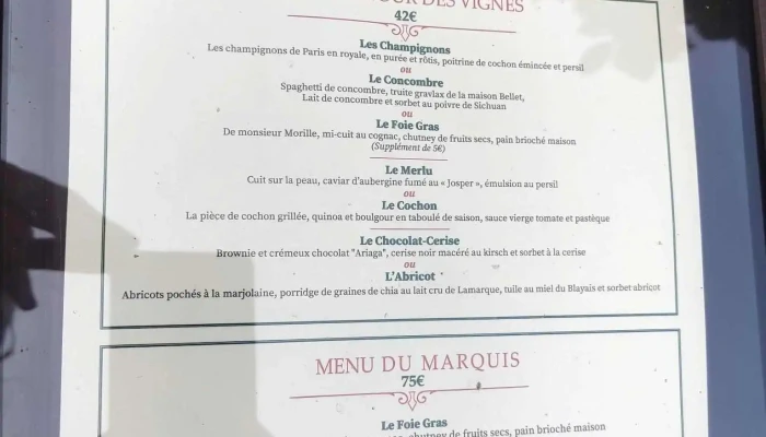 Au Marquis De Terme -  Menu - Margaux