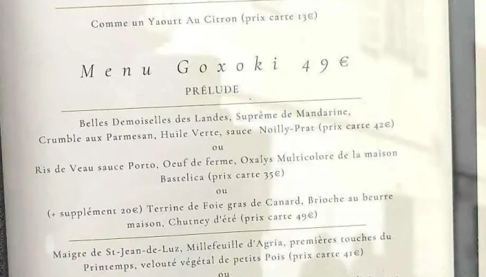Auberge Du Cheval Blanc -  Menu - Bayonne