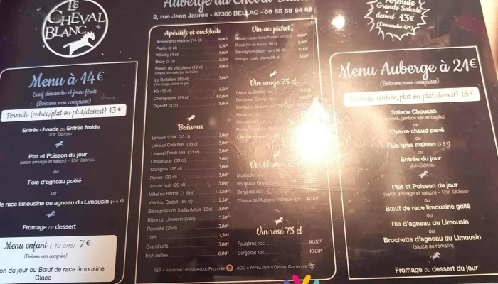Auberge Du Cheval Blanc -  Menu - Bellac