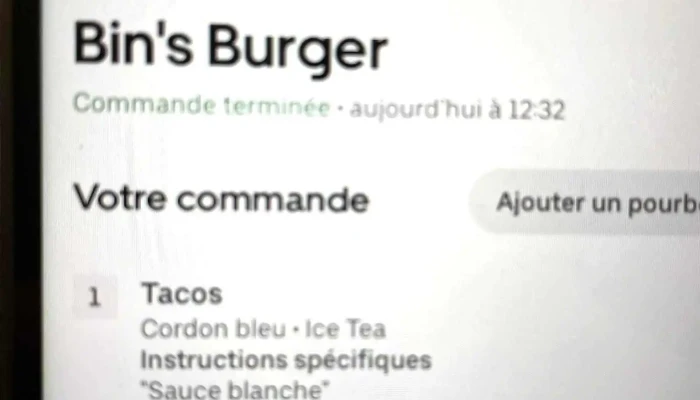 Bins Burger Menu - Bergerac