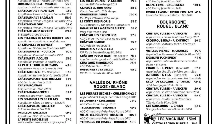 Bistrot Spinoza -  Menu - Bordeaux