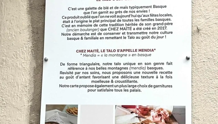 Chez Maite -  Menu - Bayonne