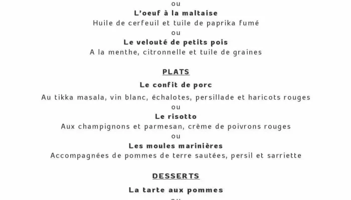 Contemporain -  Menu - Bazas