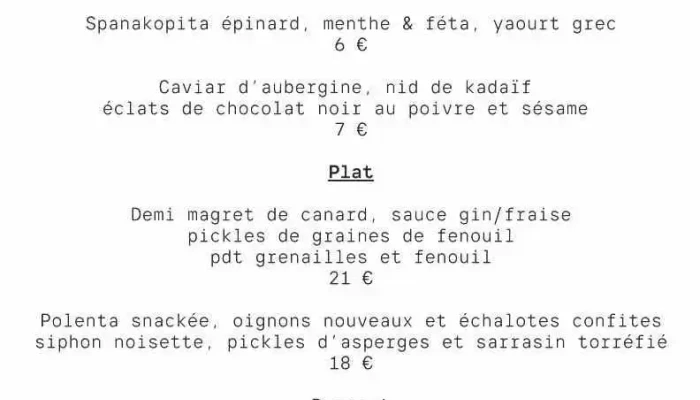 Dr Robert -  Menu - Bergerac