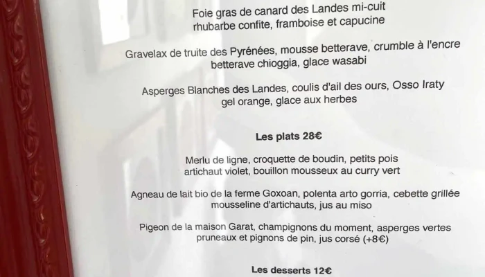 Ferme Lizarraga -  Menu - Urrugne