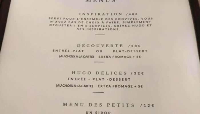 Hugo Delices Menu - Bazas