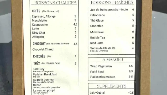La Barbue -  Menu - Ars-en-ré