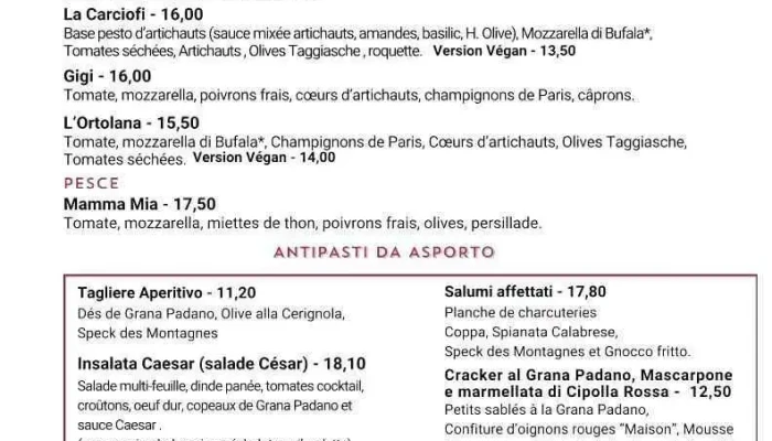 La Dolce Vita -  Menu - Niort