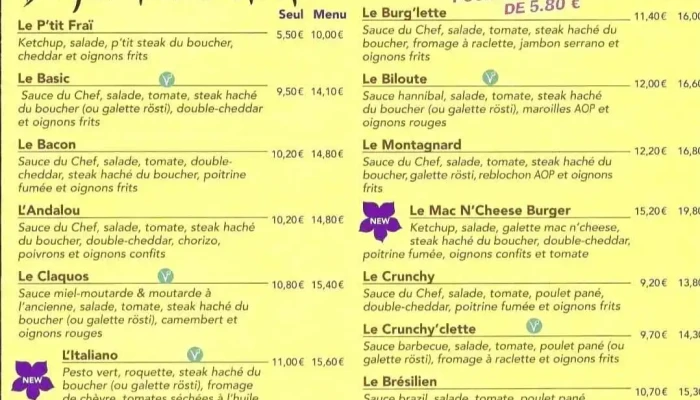 La Frayotte Pizzas Burgers Snack -  Menu - Pays De Belvès