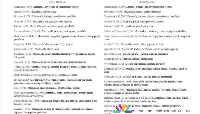 Lantre De Lours Menu - Bazas