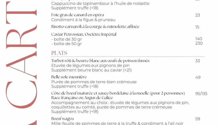 Le Cercle De Montaigne -  Menu - Bordeaux