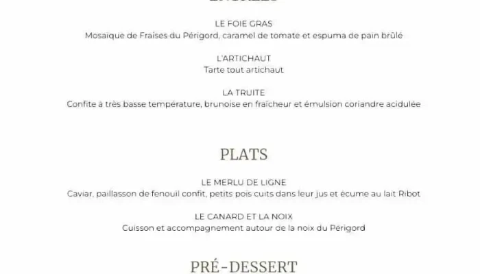 Le Petrocore Menu - Périgueux