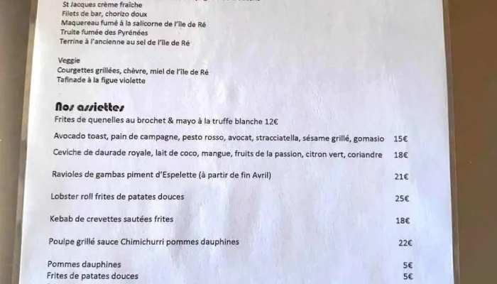 Lobster Ponps Factory -  Menu - La Couarde-sur-mer