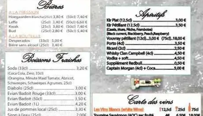 Lorangerie Dazay Menu - Azay-le-rideau