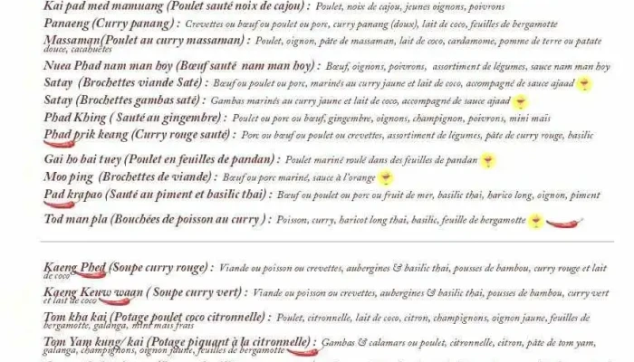 Miss Sirikwan -    Cuisine Thaie A Domicile Menu - Bassens