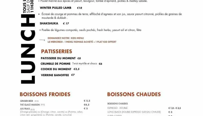 Nomad Brunch Bar -  Menu - Bayonne