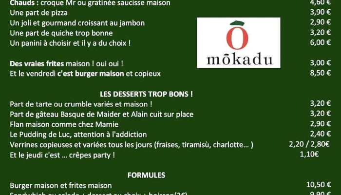 O Mokadu Menu - Bassussarry