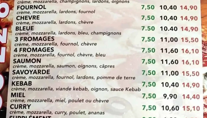 Pizza Napoli -  Menu - Bergerac