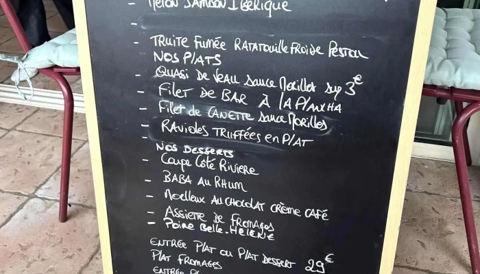 Restaurant Cote Riviere Menu - Brantôme En Périgord