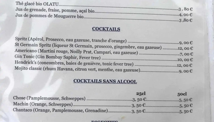 Restaurant Du Golf Darcangues Menu - Arcangues