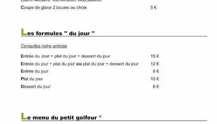 Restaurant Golf De Teynac -  Menu - Beychac-et-caillau