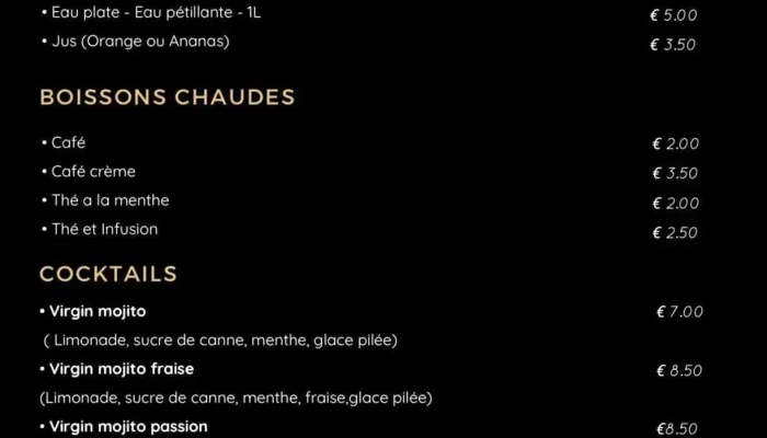 Restaurant La Belle Cote Menu - Bayonne