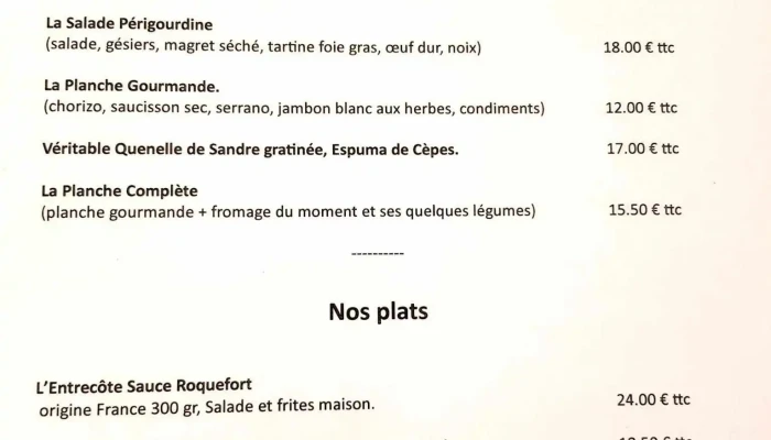 Restaurant La Terrasse -  Menu - Périgueux