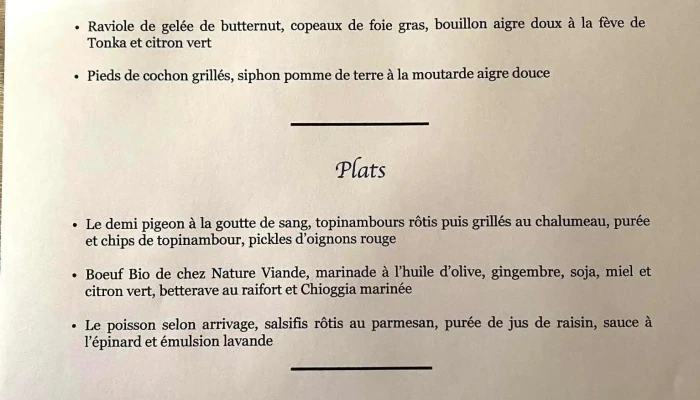 Restaurant Le Confluence -  Menu - Bergerac
