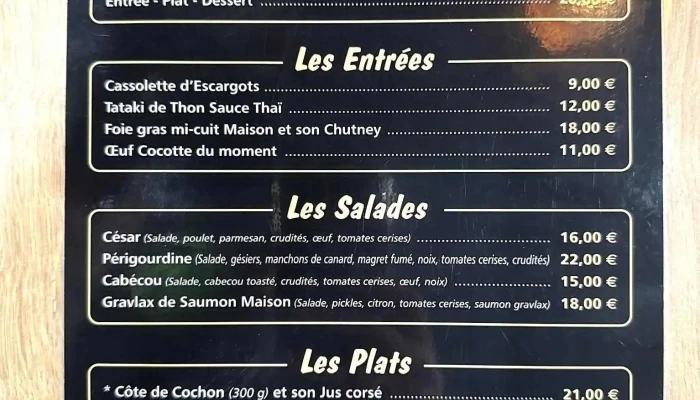Restaurant Le Quatuor -  Menu - Marsac-sur-l'isle