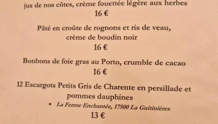 Restaurant Les Artistes -  Menu - Angoulême