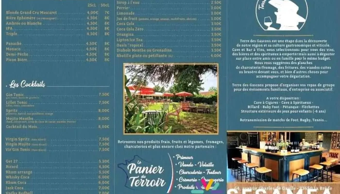 Terre Des Gascons -  Menu - La Brède