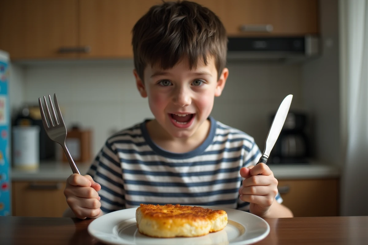 Adolescent sortant un cordon bleu du microonde dans une cuisine
